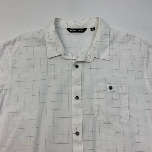 Travis Mathew Shirt Mens XXL White Windowpane Square Lightweight Cotton Button - Picture 3 of 10